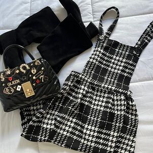 Black and White Plaid Pinafore Dress
(Black boots and purse not included)